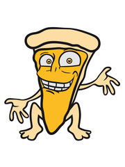 comic cartoon funny face pizza margherita piece of cheese design