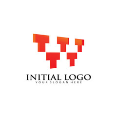 Modern Initial T W Pixel Logo Icon