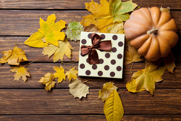 Present gift and pumpkin