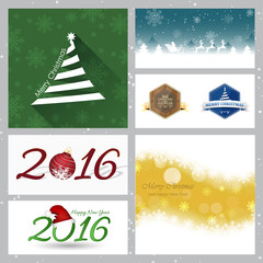 Naklejka premium Christmas and New Year vector background and icons - set. Design for your greeting card or project.