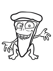 cartoon comic funny face pizza margherita piece of cheese design