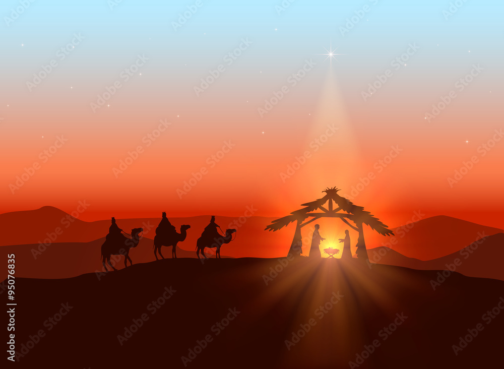 Wall mural christmas background with christian theme