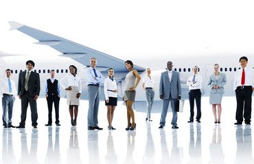 Multiethnic Group of Business People with Airplane