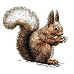 engrave squirrel illustration - obrazy, fototapety, plakaty