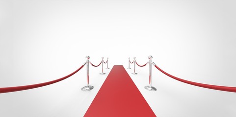 red event carpet silver chrome fence isolated on a white background