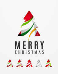 Set of abstract Christmas Tree Icons, business logo concepts, clean modern glossy design