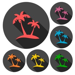 Icon Palm trees set with a long shadow