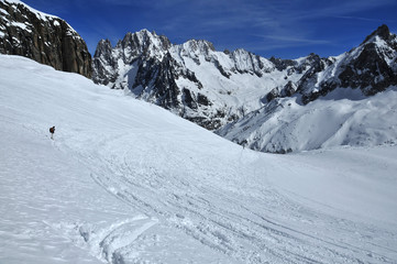 Skiing on the Vallee Blanche, Mt Blanc, France