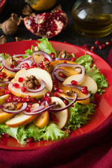 Fresh fruit salad with persimmons and garnet