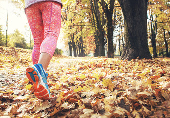 Autumn runner legs close up image