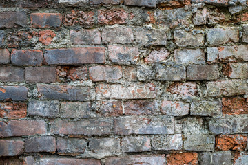 Old and broken brick wall. Grunge texture background.