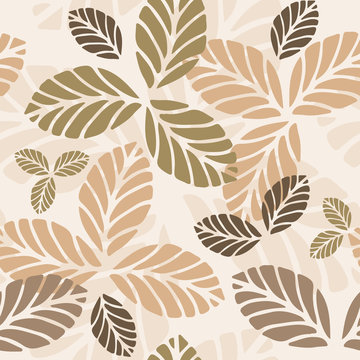 Floral Seamless Pattern With Autumn Leaves