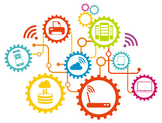 Flat design concept for network