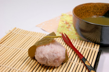 桜餅と抹茶
