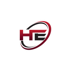 Modern Initial Logo Circle HE