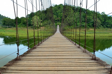 Wood bridge over reservoir/Wood bridge over reservoir at kaeng krachan national park,thailand.