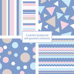 Set of 4 seamless backgrounds with decorative ornaments