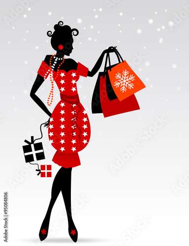 &quot;Shopping for Christmas &quot; Stock image and royalty-free vector files on Fotolia.com - Pic 95084806