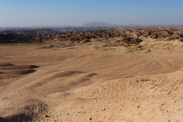 panorama of fantrastic Namibia moonscape landscape