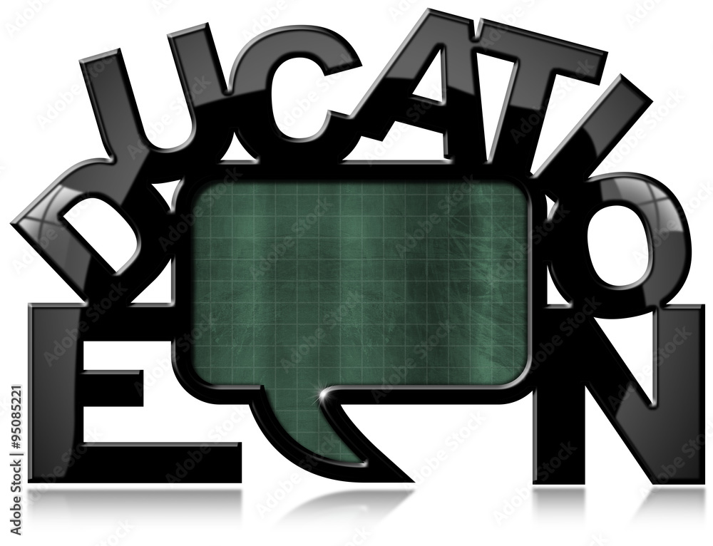 Aufkleber education blackboard - speech bubble shaped - empty green blackboard with black frame in the shape o