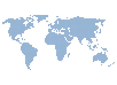 Pixel Weltkarte blau
