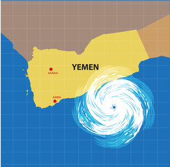 Hurricane approaching Yemen coastline