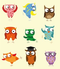 Fototapeta premium Set of vector cartoon birds