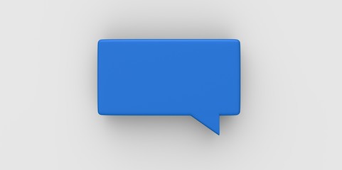 blue 3D Empty speech bubble on a grey gray background
