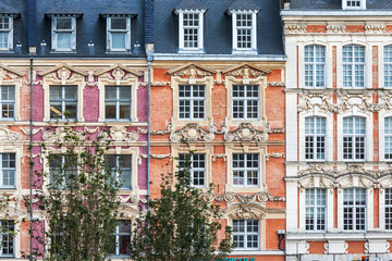 LILLE, FRANCE, on AUGUST 28, 2015. Architectural details of typical buildings