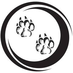 Naklejka premium Footprints of a big cat4-vector 