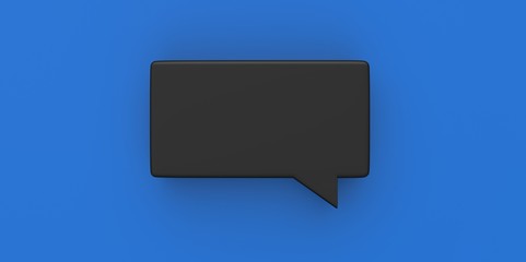 3D black Empty speech bubble on a background blue