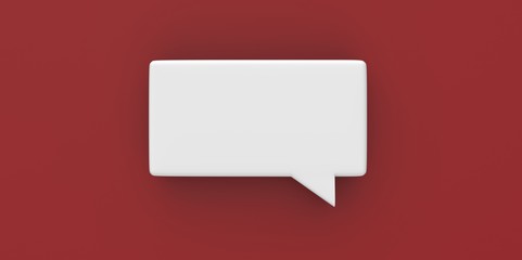 3D white Empty speech bubble on a background red