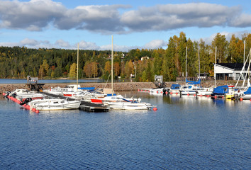 Fototapeta na wymiar yachts on the lake, Sweden, Europe