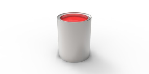3D can with red paint over white background