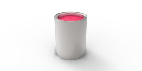 3D can with red paint over white background