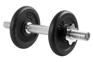 Obraz na płótnie Canvas Black dumbbell on white background