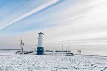 Lighthouse at sunrise in Podersdorf am See