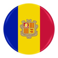 Andorran Flag Badge - Flag of Andorra Button Isolated on White