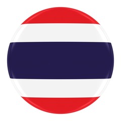 Thai Flag Badge - Flag of Thailand Button Isolated on White