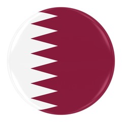Qatari Flag Badge - Flag of Qatar Button Isolated on White