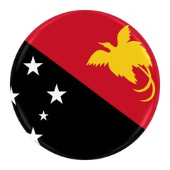 Papua New Guinean Flag Badge - Flag of Papua New Guinea Button Isolated on White
