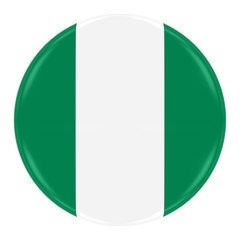 Nigerian Flag Badge - Flag of Nigeria Button Isolated on White