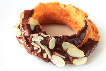 Colorful donut on background