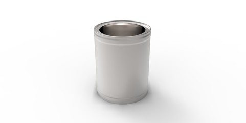 3D empty cans on white background paint
