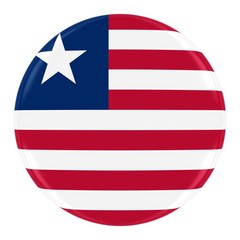 Liberian Flag Badge - Flag of Liberia Button Isolated on White