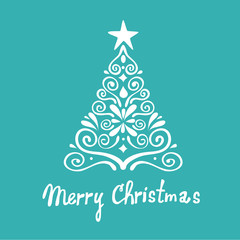 Christmas tree illustration. Can be used as christmas greeting card.