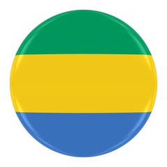 Gabonese Flag Badge - Flag of Gabon Button Isolated on White