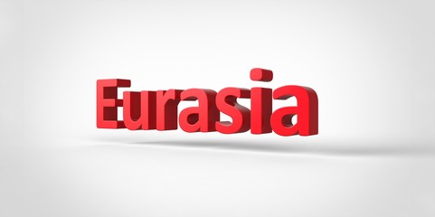 3D red Eurasia Word Text on white background
