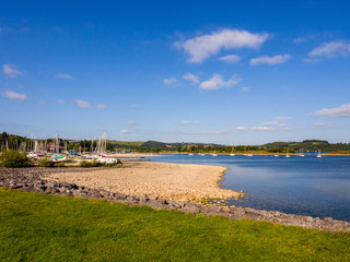 The view of the lake at Carsington Water, Peak District, Derbyshire, UK