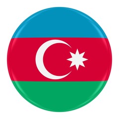 Azerbaijani Flag Badge - Flag of Azerbaijan Button Isolated on White